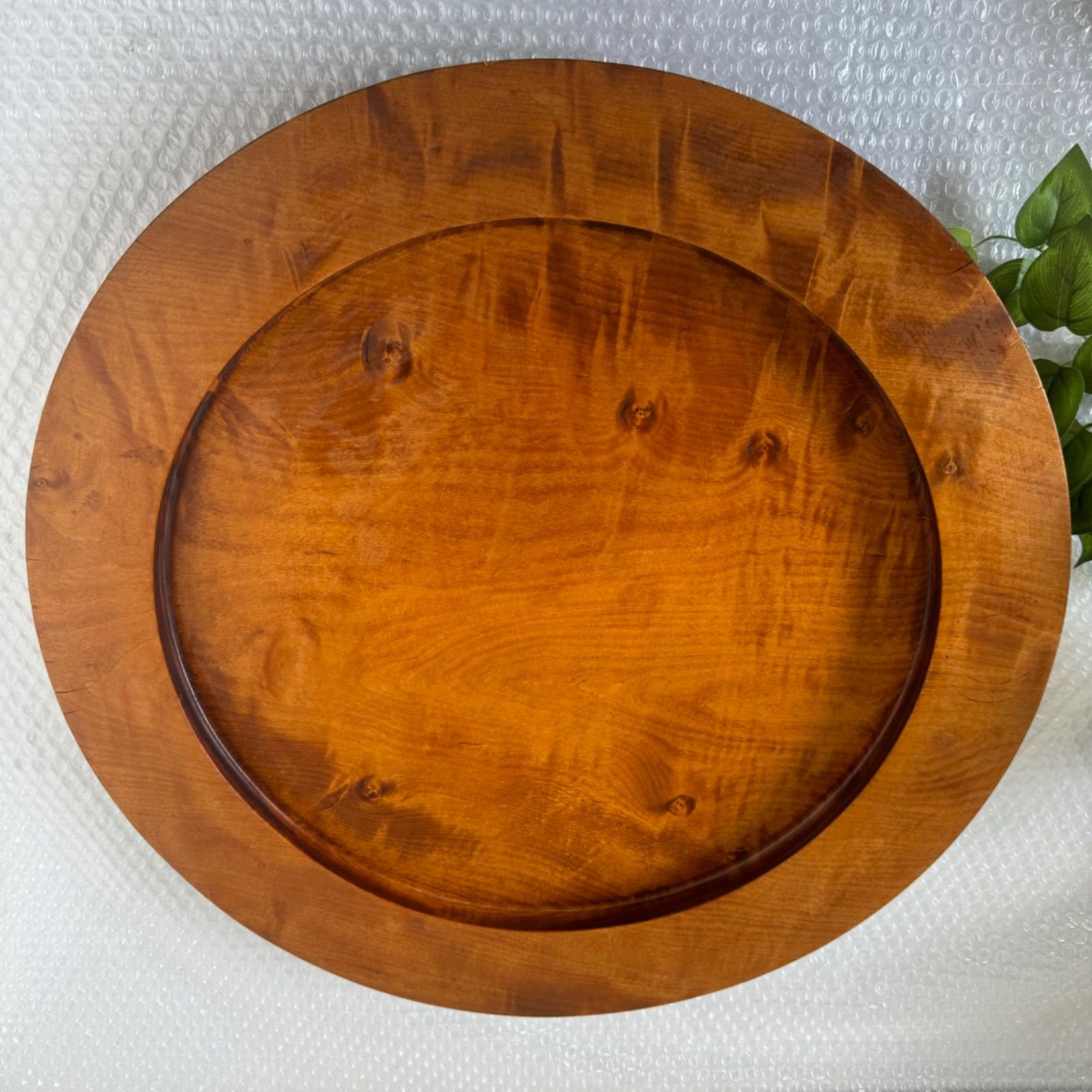 丸盆 くり抜き木工品 虎杢目 高級 希少 時代物 大振 重厚 直径54cm