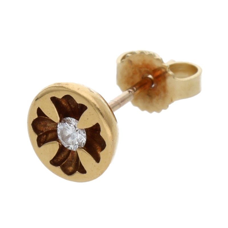 クロムハーツ 22 K STUD NGTV CH PLS DMND ネガティブCHプラス 1ダイヤゴールドピアス メンズ