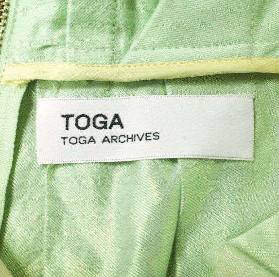 TOGA トーガ 日本製 12SS コットンリネンプリーツミニスカート TA21-FG048 2 ライトグリーン/イエロー ARCHIVES ボトムス【中古】【TOGA】 TOGA トーガ 日本製 12SS コットンリネンプリーツミニスカート TA21