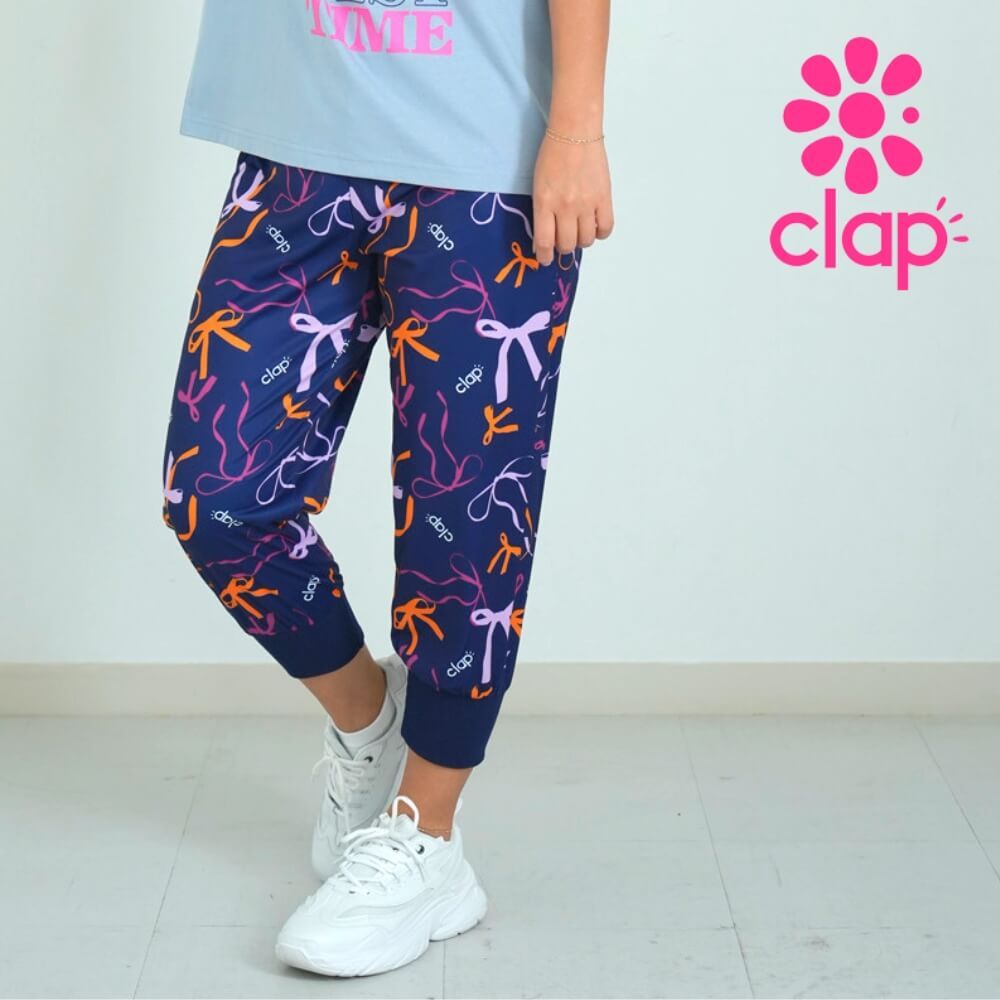 clap フィットネス ウェア クラップ フィットネスウェア レディース パンツ RIBBON CLAP EASY M|フリーサイズ ヨガウェア スポーツウェア イージーパンツ ゆったり リボン 柄 2025