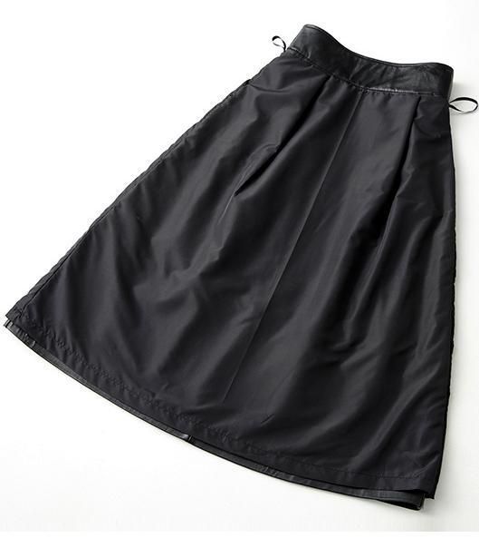 レディース高級 本革↑超ソフトなラムレザースカート黒☆ラムレザー