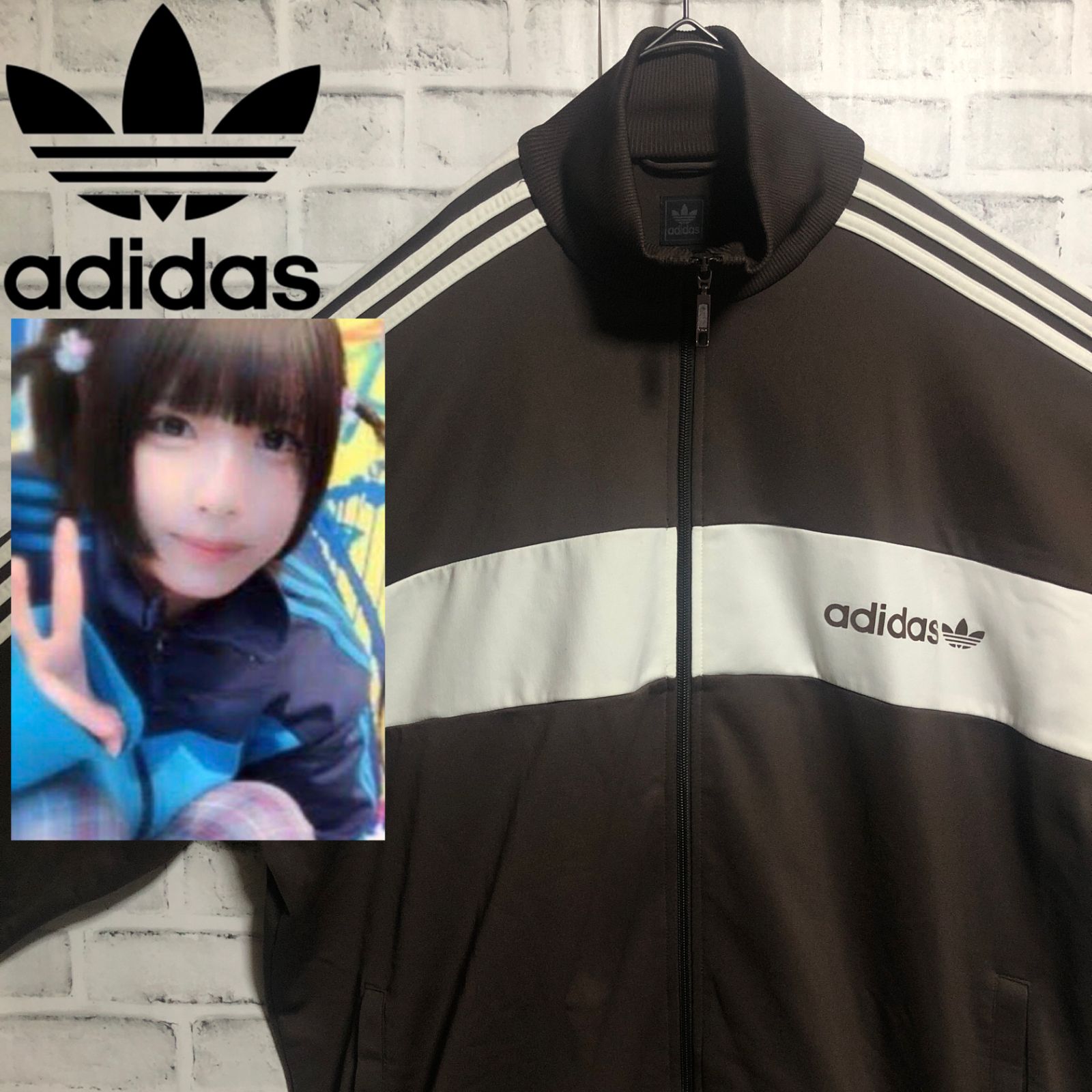 希少&美品4XL⭐️90s adidas トラックジャケット/ジャージ ダークブラウン あのちゃん着用色違い トレファイルロゴ vintage