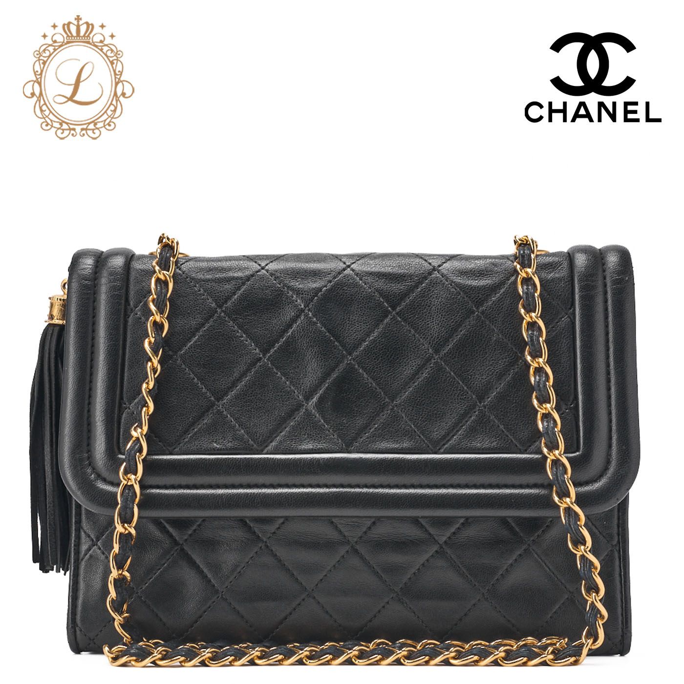 シャネル　ラムスキン　マトラッセ　チェーン　ショルダーバッグ　フリンジ CHANEL シャネル Matelasse マトラッセ fringed chain shoulder