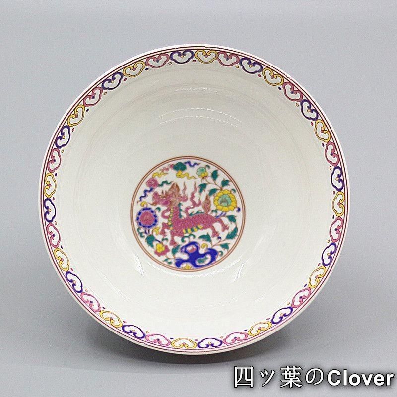 古伊万里 色絵瓢箪文様七寸輪花形皿 6枚 金蘭手 七宝文 唐獅子