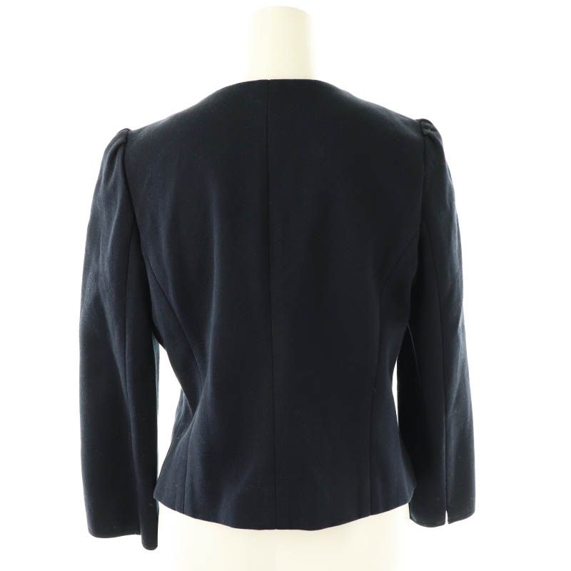 トゥービーシック TO BE CHIC ノーカラー ジャケット 38 M 紺