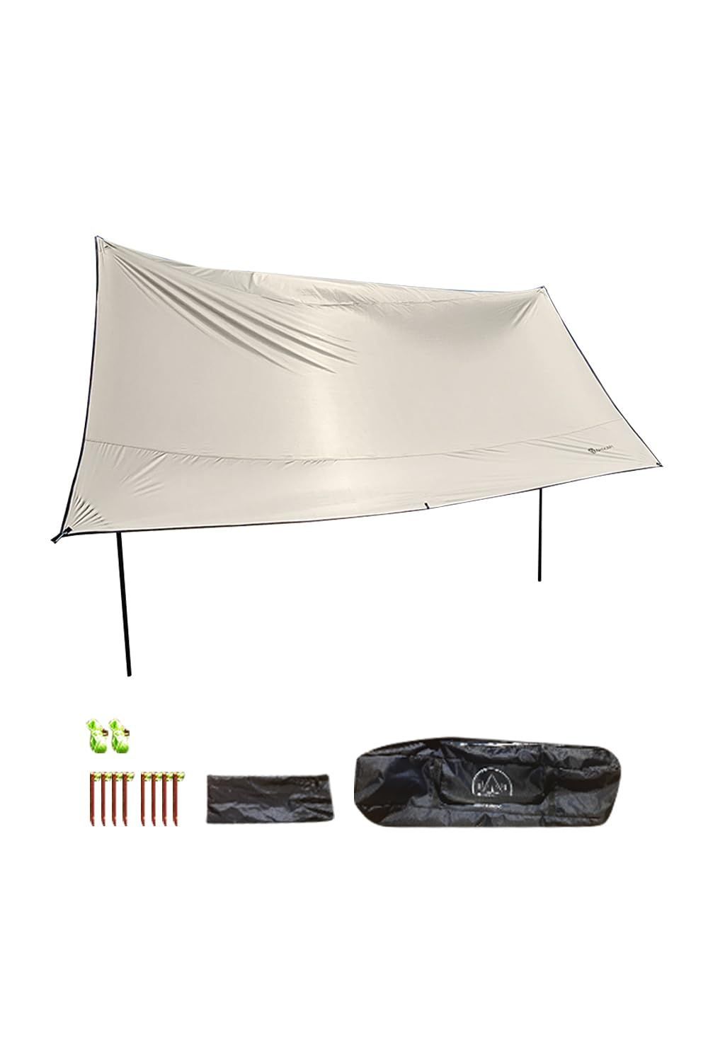 Size:400x390_Color:アイボリー NASKAPI 防水タープ キャンプ タープ テント 軽量 日除け 高耐水加工 紫外線カット 遮熱 サンシェルター ポータブル 天幕 シェード アウトドア 収納ケース付 2-6人用 4