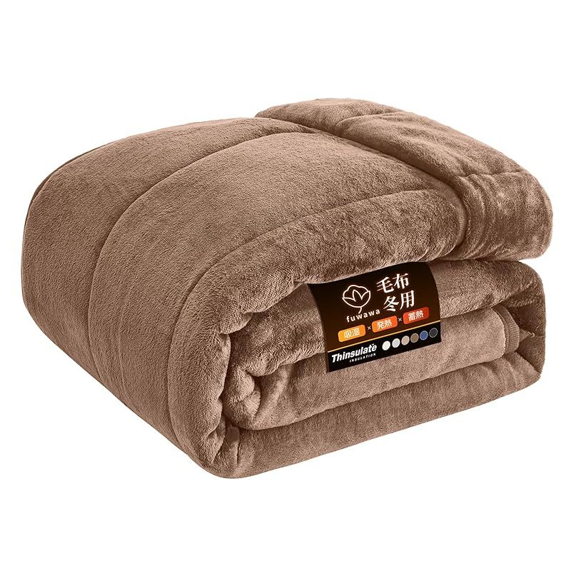 fuwawa シンサレート 毛布 ダブル 冬用 2枚合わせ 襟付き ブランケット 厚手 フランネル 3Mシンサレート マイクロファイバー 中綿入り 掛け毛布 暖かい かわいい おしゃれ あったか ふわふわ 吸湿速乾 抗菌防臭 発熱 軽量 防カビ 毛抜 0