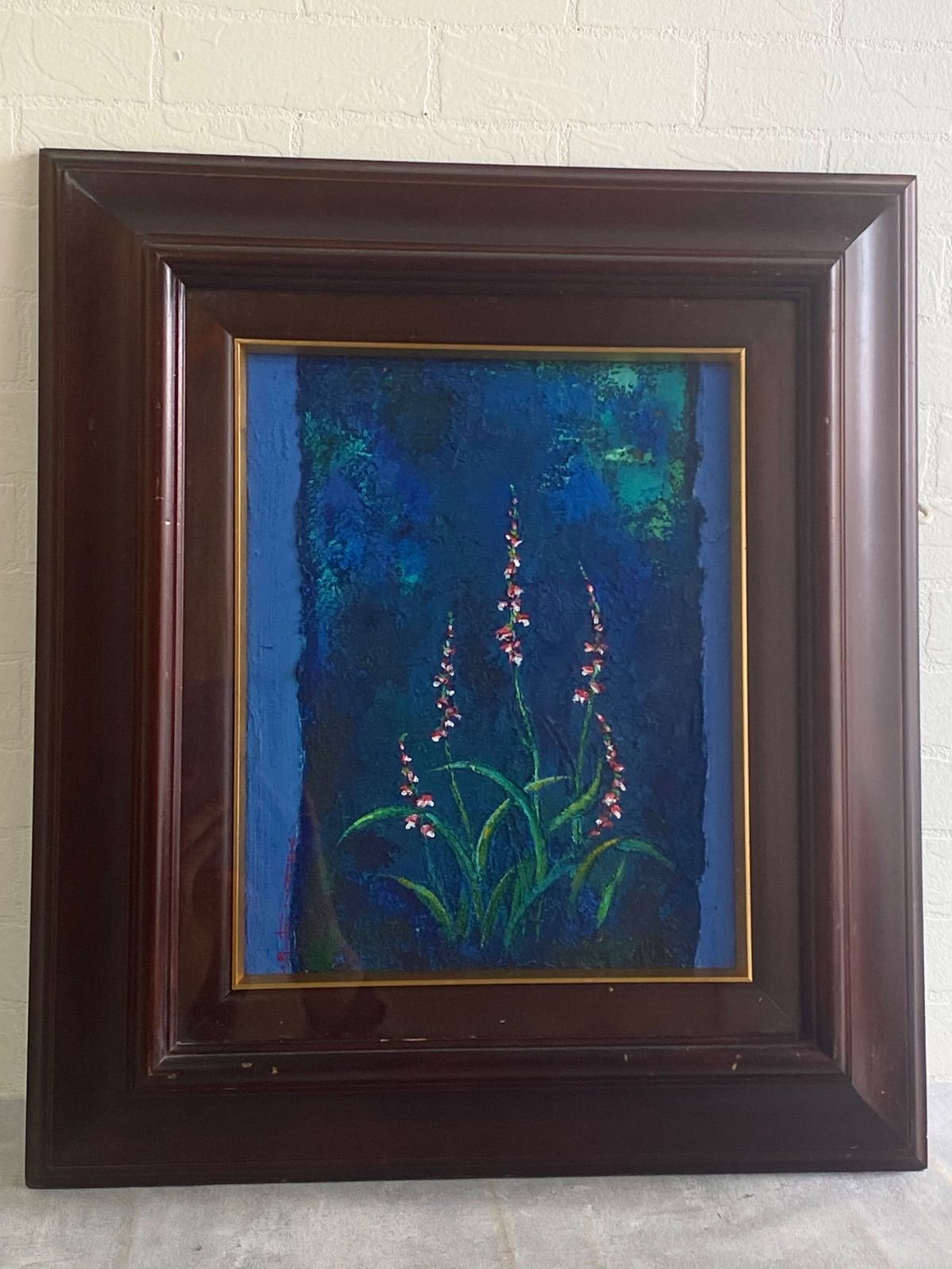 何かが隠れている油絵【緑の隠れ家】1点物の原画◇作者サイン