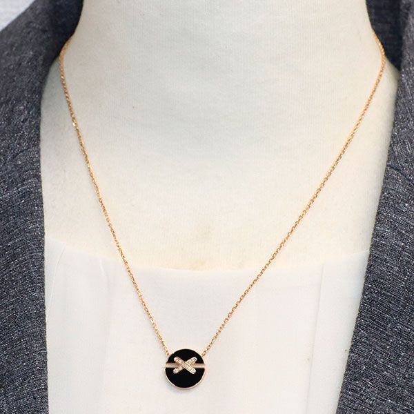 ショーメ K18PG オニキス ダイヤモンド ペンダントネックレス D0.06ct  