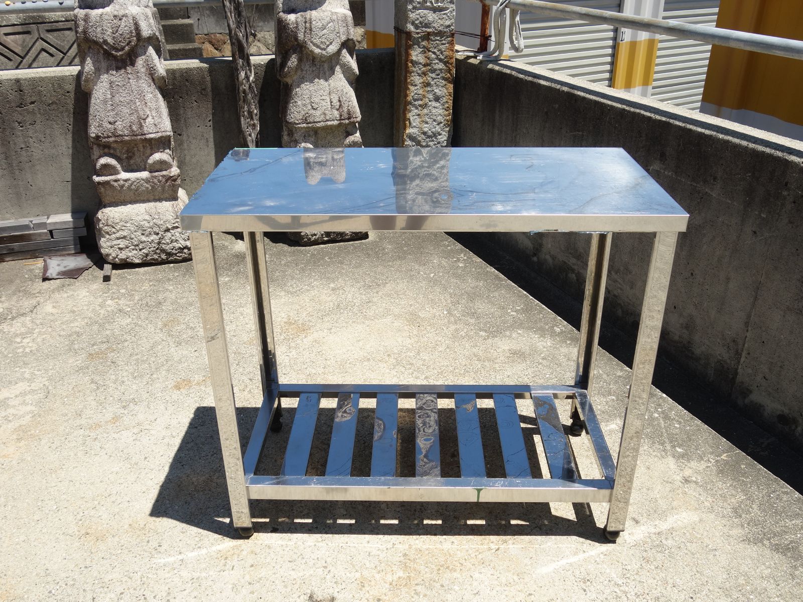 中古】M▽アズマ 業務用 厨房 作業台 棚 ステンレス 幅900×奥行450