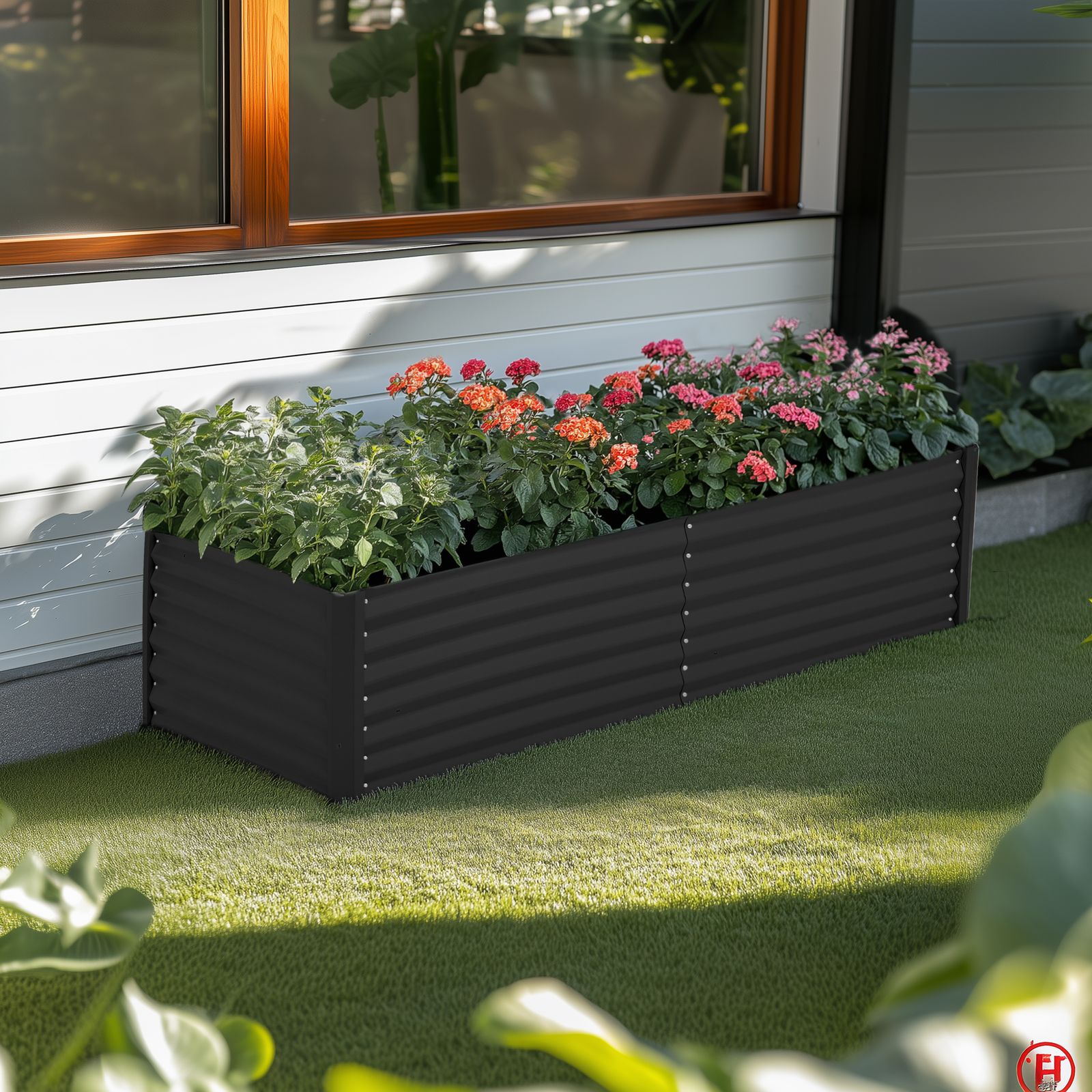 レイズドベッド ガーデンベッド L 150×W 90×H 45 cm 腐らない 庭 野菜 プランター 果物栽培用 ガーデンフレーム おしゃれ 組立簡単 ガーデンボックス 屋外 家庭菜園 DIY 植物 花 花園 家庭用 ブラック