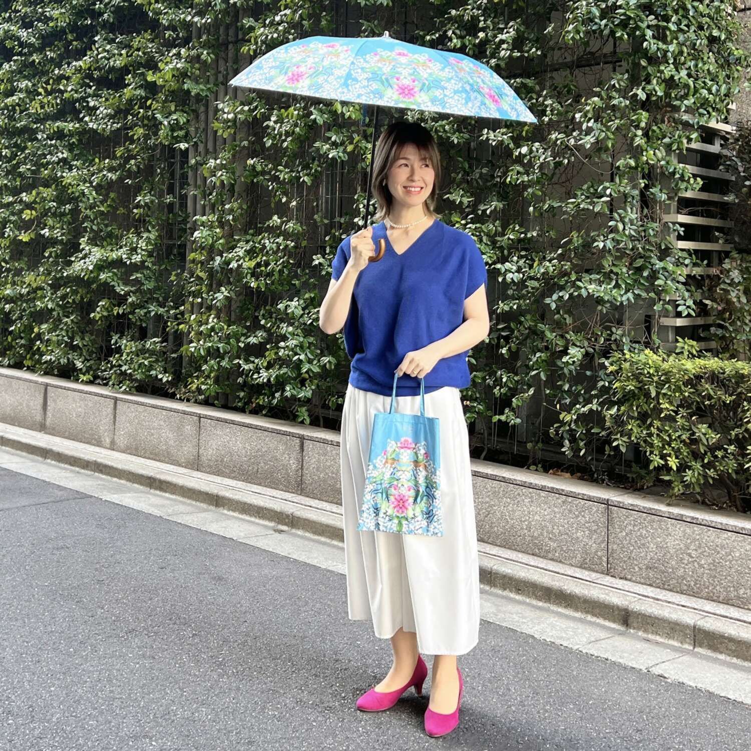 新品ウェッジウッド 楽折り 晴雨兼用折りたたみ日傘 収納バッグ付