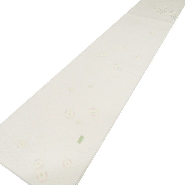 特選 袋帯 リサイクル 正絹 カジュアル 仕立て上がり 三通 加賀友禅 寺西英樹 花の図 銀通し オフホワイト 多色 きもの北條 A1280-16