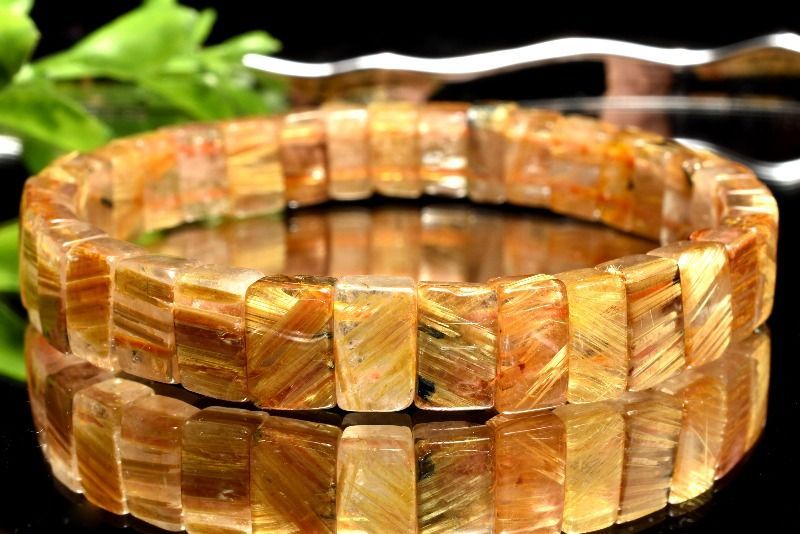 ☆天然石☆ヘマタイト タイチン ルチル バングル① 高品質+】タイチンキャッツアイルチルクォーツ 7mm～7.5mm玉