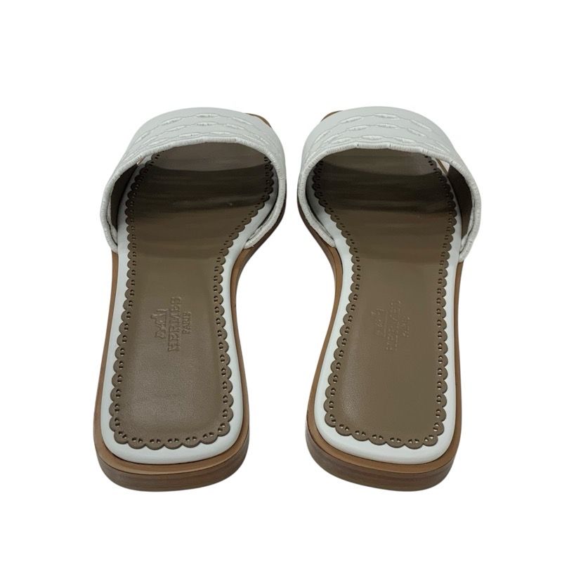 エルメス HERMES ガエル サンダル 靴 シューズ レザー ホワイト 白 未  