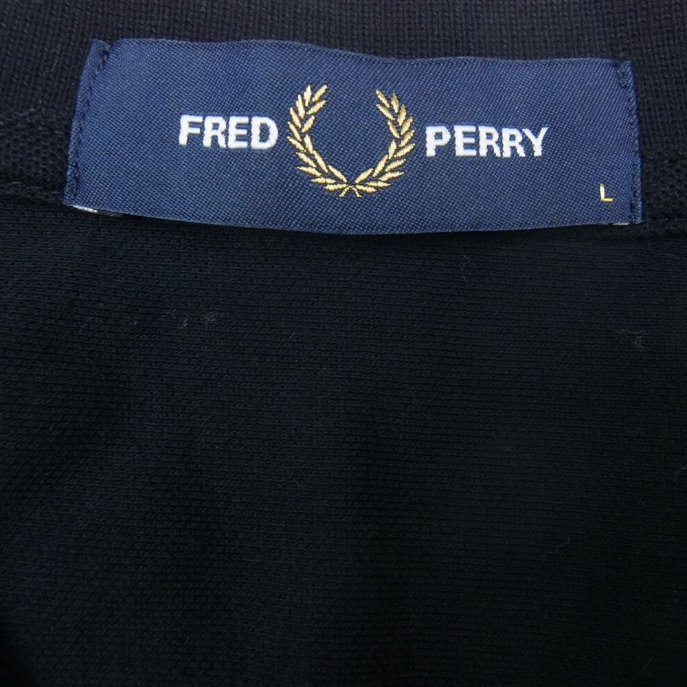 FRED PERRY フレッドペリー ポロシャツ ロゴ刺繍 長袖 ブラック系 L