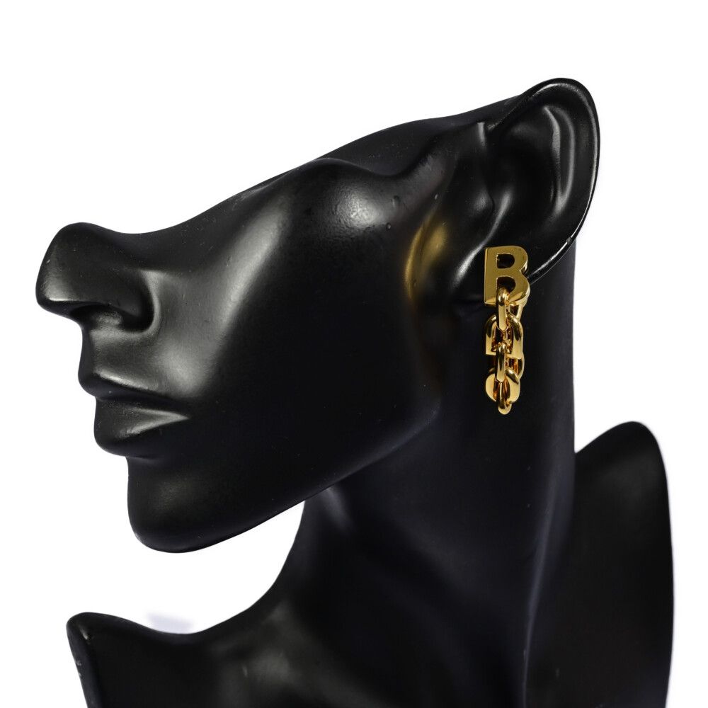 BALENCIAGA/バレンシアガ ロゴチェーン ピアス/合金/メッキ-19.0