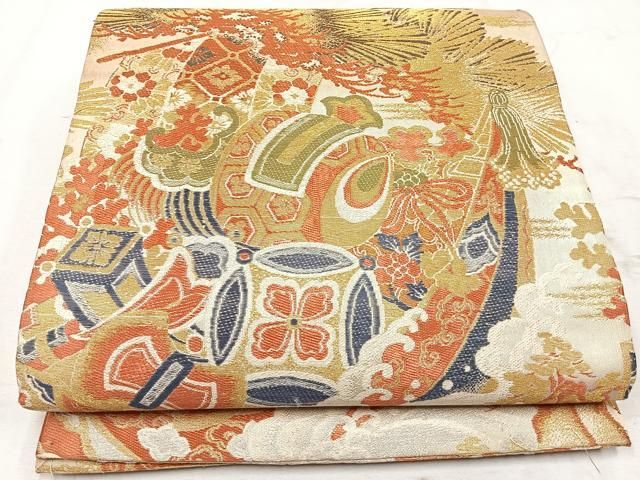 平和屋着物□アンティーク 大正ロマン 丸帯 唐織 吉祥宝尽くし