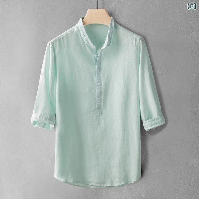 M メンズ ファッション 服 男性用 オシャレ シンプル 大人 かっこいい 大きいサイズ ストリート 紳士服 夏 スモール リネン 半袖 シャツ フル 通気性 綿 トップス