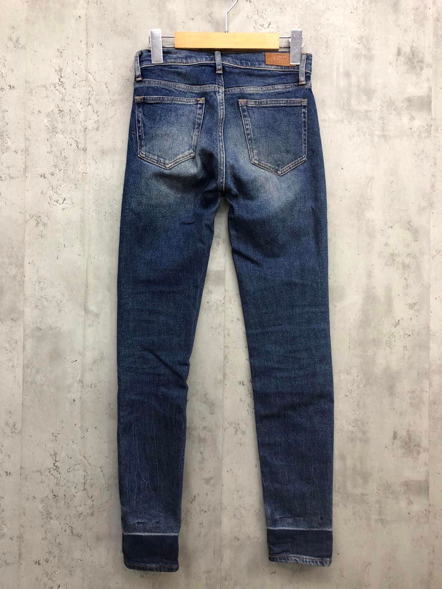 POLO RALPH LAUREN ポロ ラルフローレン TOMPKINS MID RISE SKINNY デニムパンツ size25 150 64A 紺 ◎レディース