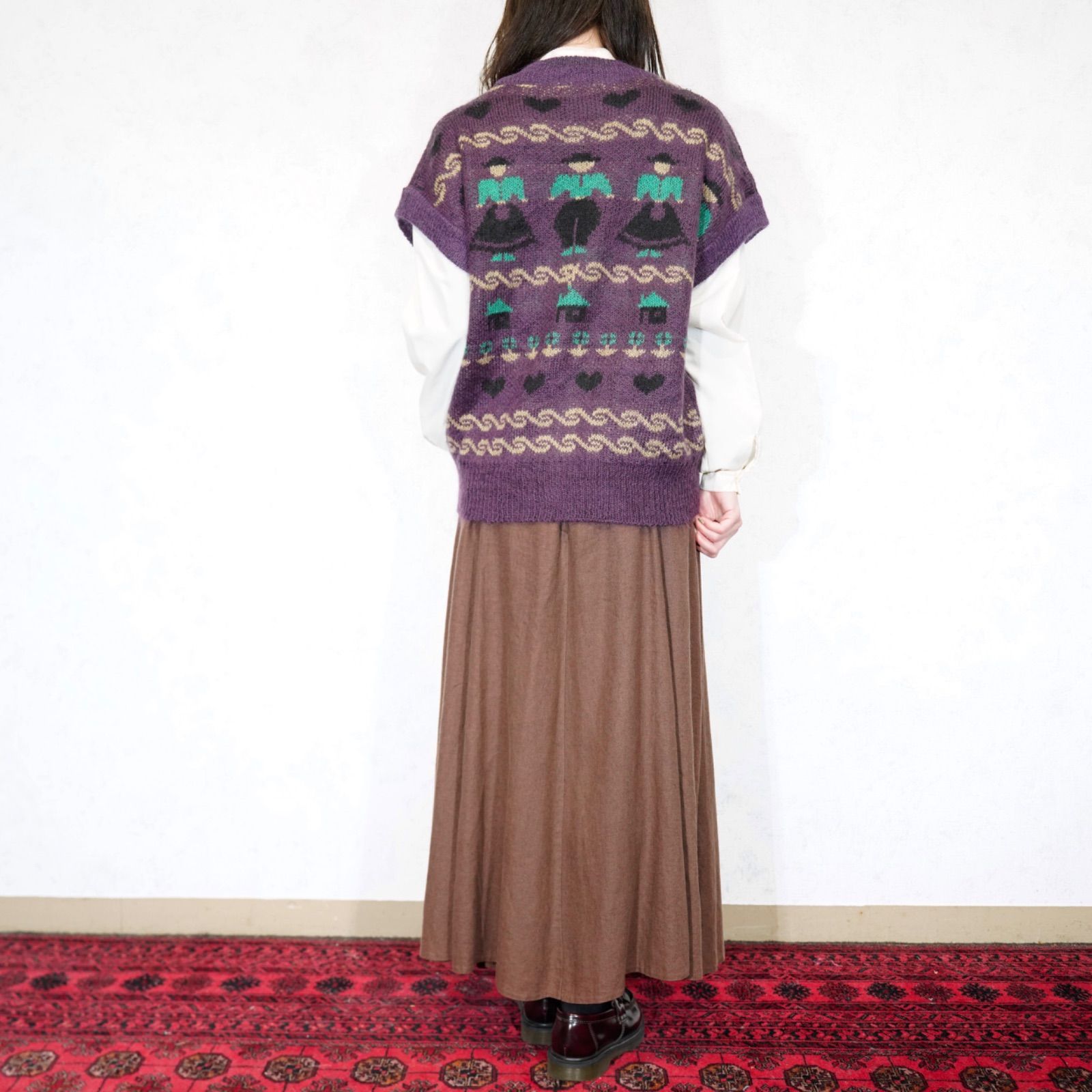 VEST アメリカ古着ファンシーデザインモヘアニットベスト