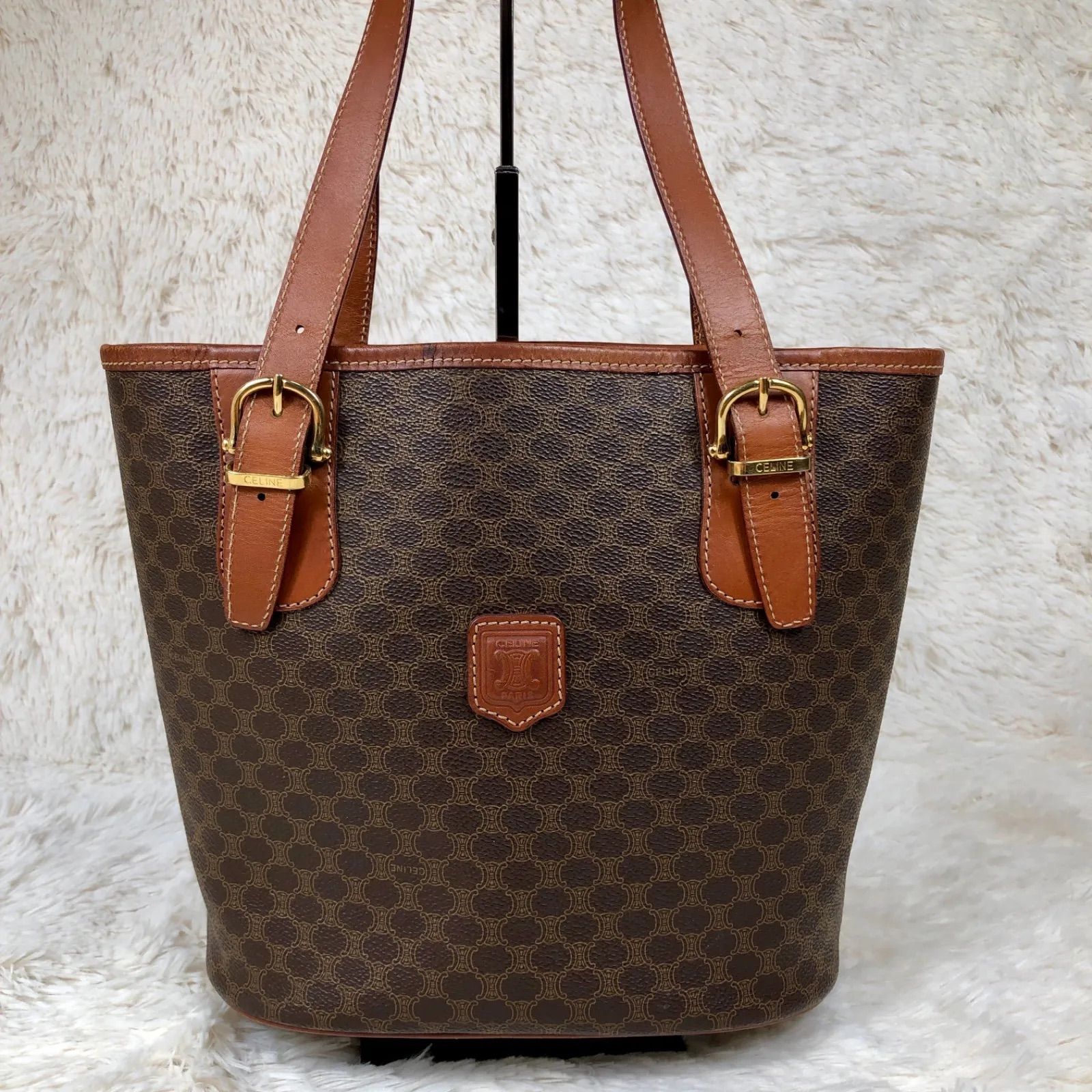 CELINE セリーヌ トートバッグ マカダム柄 トリオンフ バケツ型