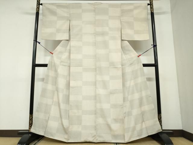 新品 平和屋着物●本塩沢 110亀甲 変わり格子文 正絹 DAAW5607ud