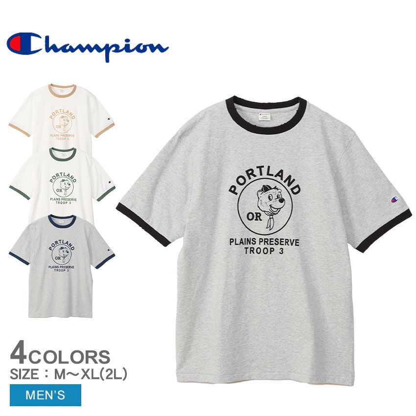 チャンピオン 半袖Tシャツ C3-Z339 メンズ ショートスリーブリンガーTシャツ CHAMPION カラー:04.ベージュ 品番：2433-0463