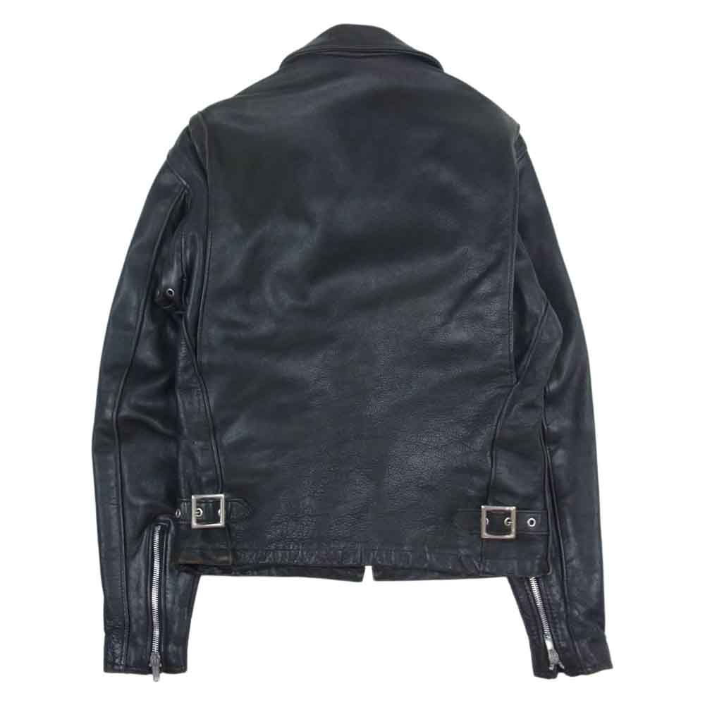 Schott ブラック レザー 襟付き シングルライダース