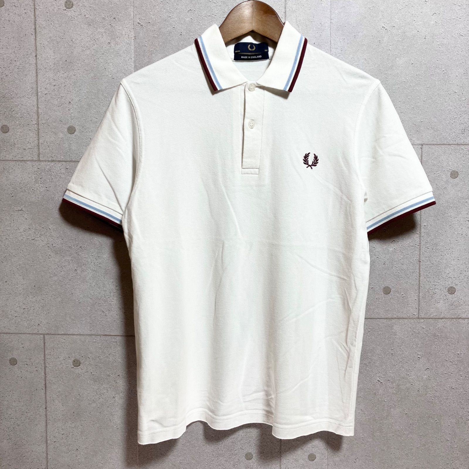 FRED PERRY 半袖ポロシャツ 白 38 イングランド製 新品未使用 イングランド製•美品】 フレッドペリー 半袖 ポロシャツ 38(M