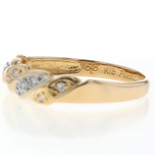 k18 pt850 ツイストコンビデザインリング