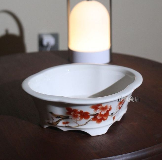 紅花海棠形陶器鉢 盆栽鉢 山野草鉢 工場 多肉植物 植木鉢 小品大