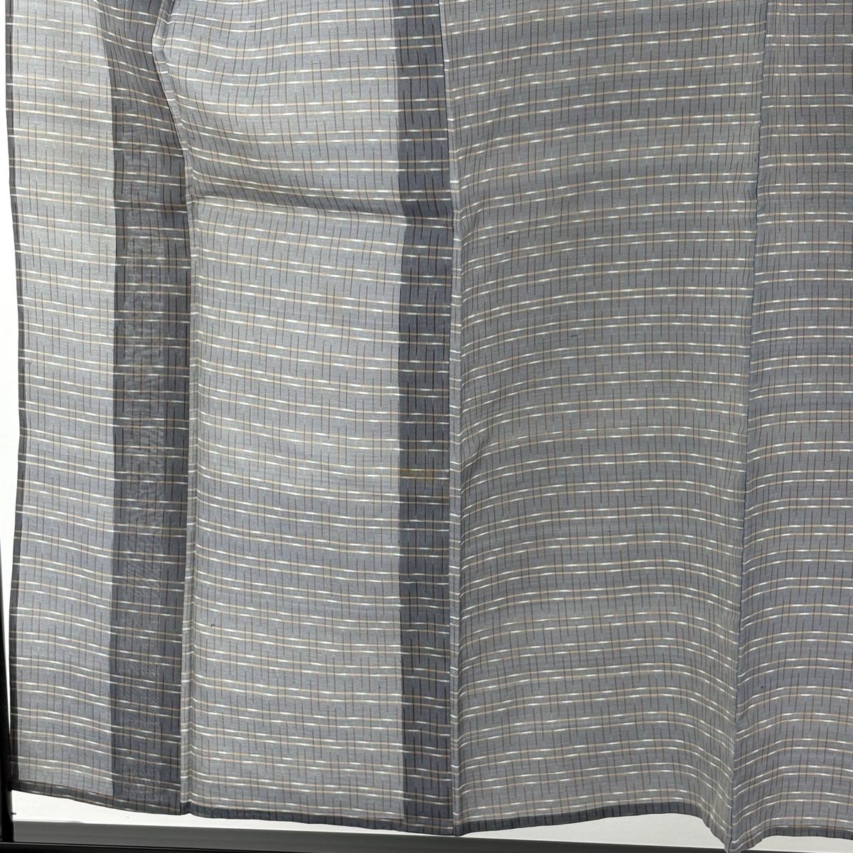 紬 身丈155cm 裄丈65cm M 薄物 琉球かすり 証紙 絣柄 灰紫 正絹 逸品  