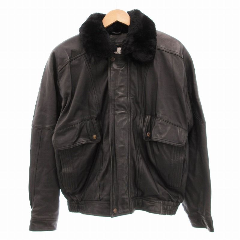 80〜90s フランス製 A-2 フライト レザー ジャケット　ラムレザー 肉厚 本革 レザー メンズ ブラック A2フライトジャケット ラムレザー 革