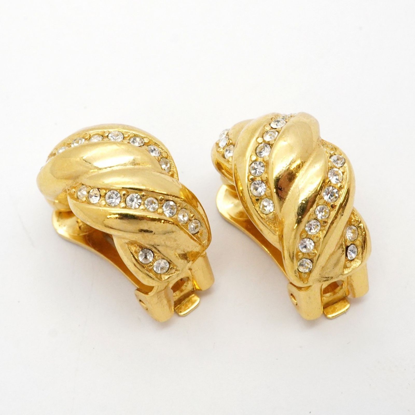 クリスチャン ディオール Christian Dior クリスチャンディオール イヤリング GPメッキ ラインストーン ゴールドレディース