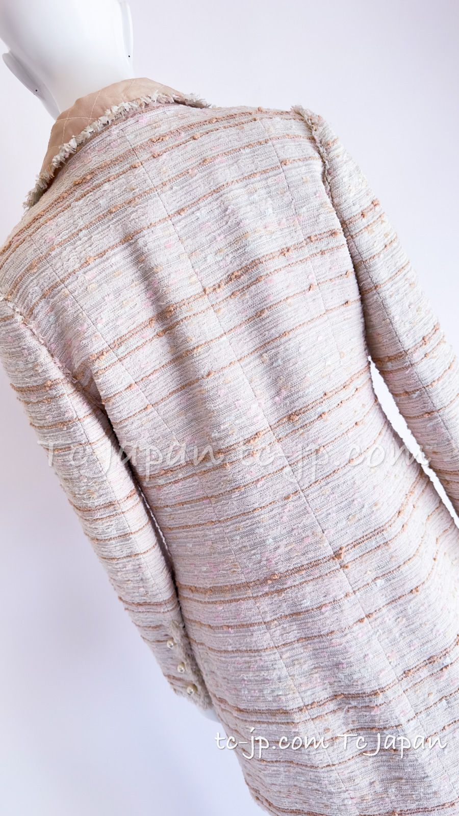 シャネル コート セット CHANEL 生成り ベージュ ピンク スカート  