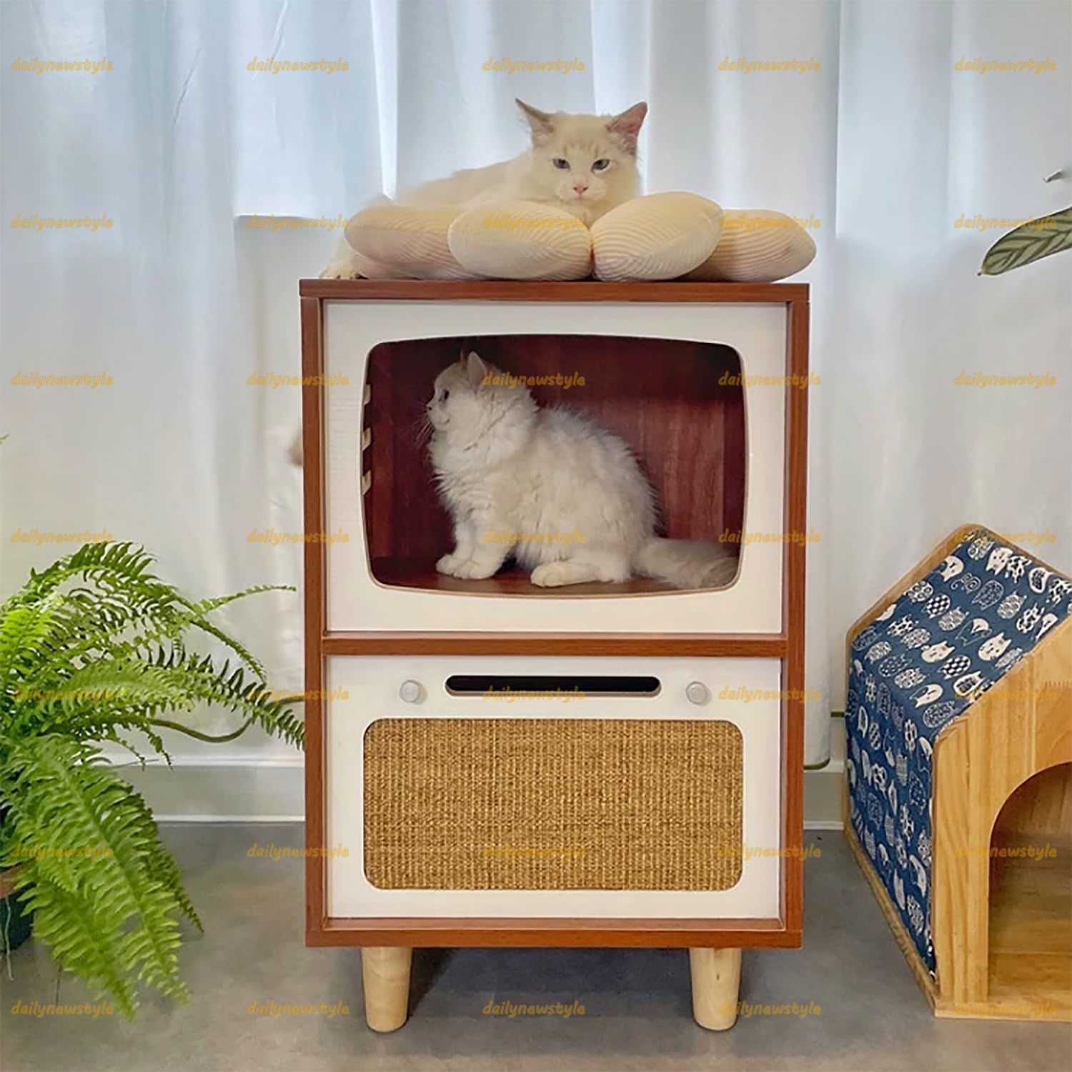ベッドサイド猫キャビネット レトロテレビス
