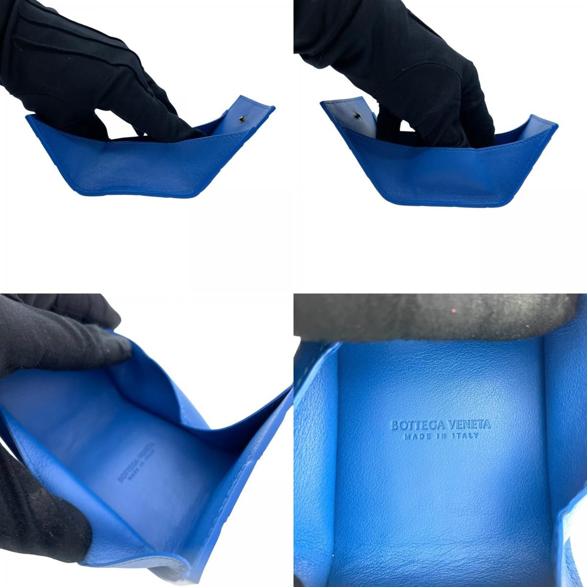 未使用級】ボッテガヴェネタ　小銭入れ　ケース　マキシイントレチャート　青系 新品同様】 BOTTEGA VENETA ボッテガヴェネタ マキシイントレ