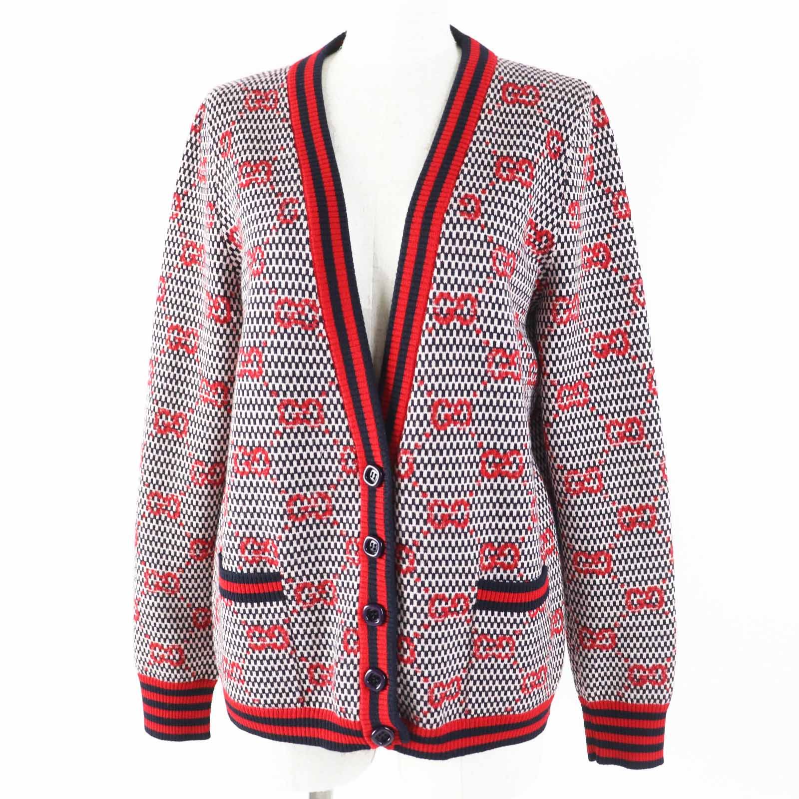 【極美品】　グッチ　GG柄　ジャガード　カーディガン　長袖　ニット　ロゴ　人気 極美品】グッチGG柄ジャガードカーディガン長袖ニットロゴ人気