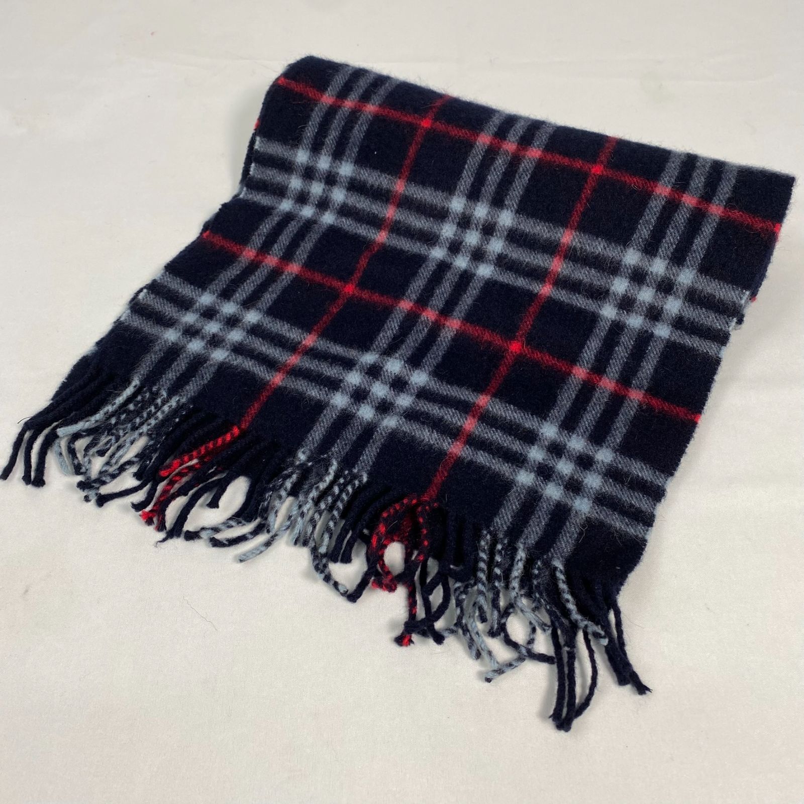 Burberrys バーバリーマフラー カシミヤ100% ネイビー 美品 英国製