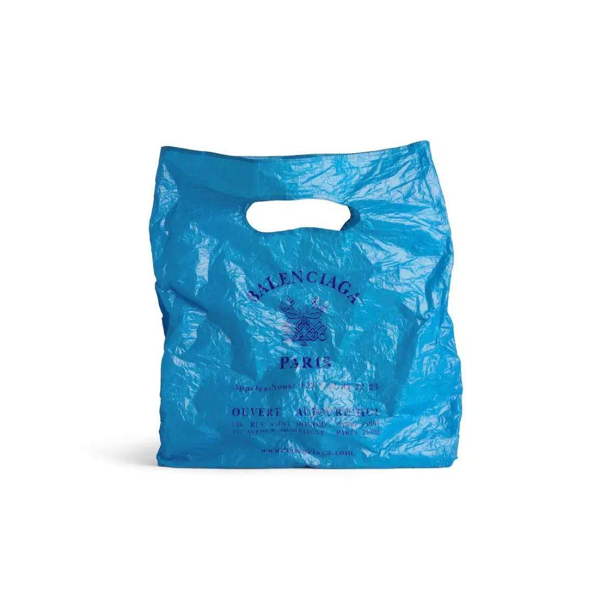 オス バレンシアガ 麻 マルシェ パッカブル トート ミディアム ブルー