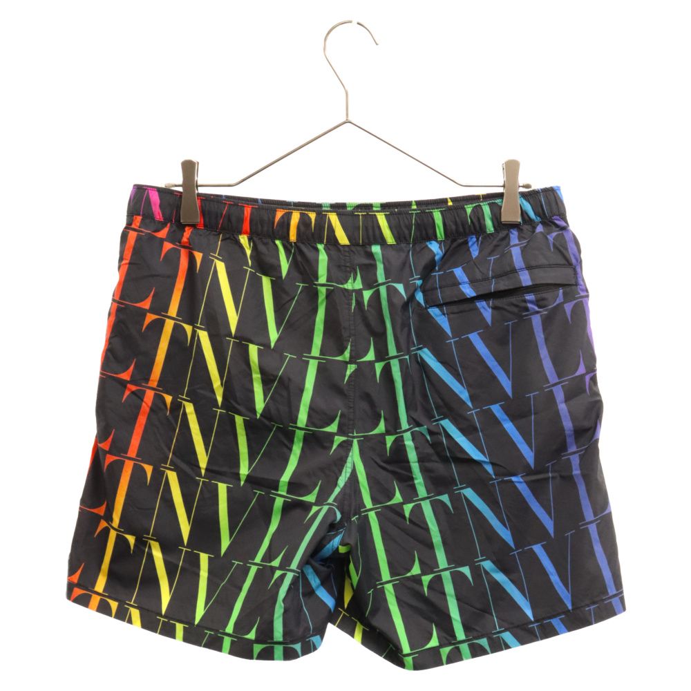 VALENTINO (ヴァレンチノ) 21SS Bermuda Shorts with VLTN Times Multicolor Print  マルチカラーロゴプリントハーフパンツ スイムショートパンツ ブラック/マルチ VV3UH0286G0 - メルカリ