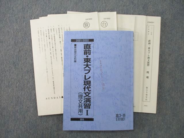 TQ27-025 駿台 東京大学 東大プレ現代文演習I(理文共用)【テスト5回分付き】 テキスト 2021 直前 15S0C - メルカリ