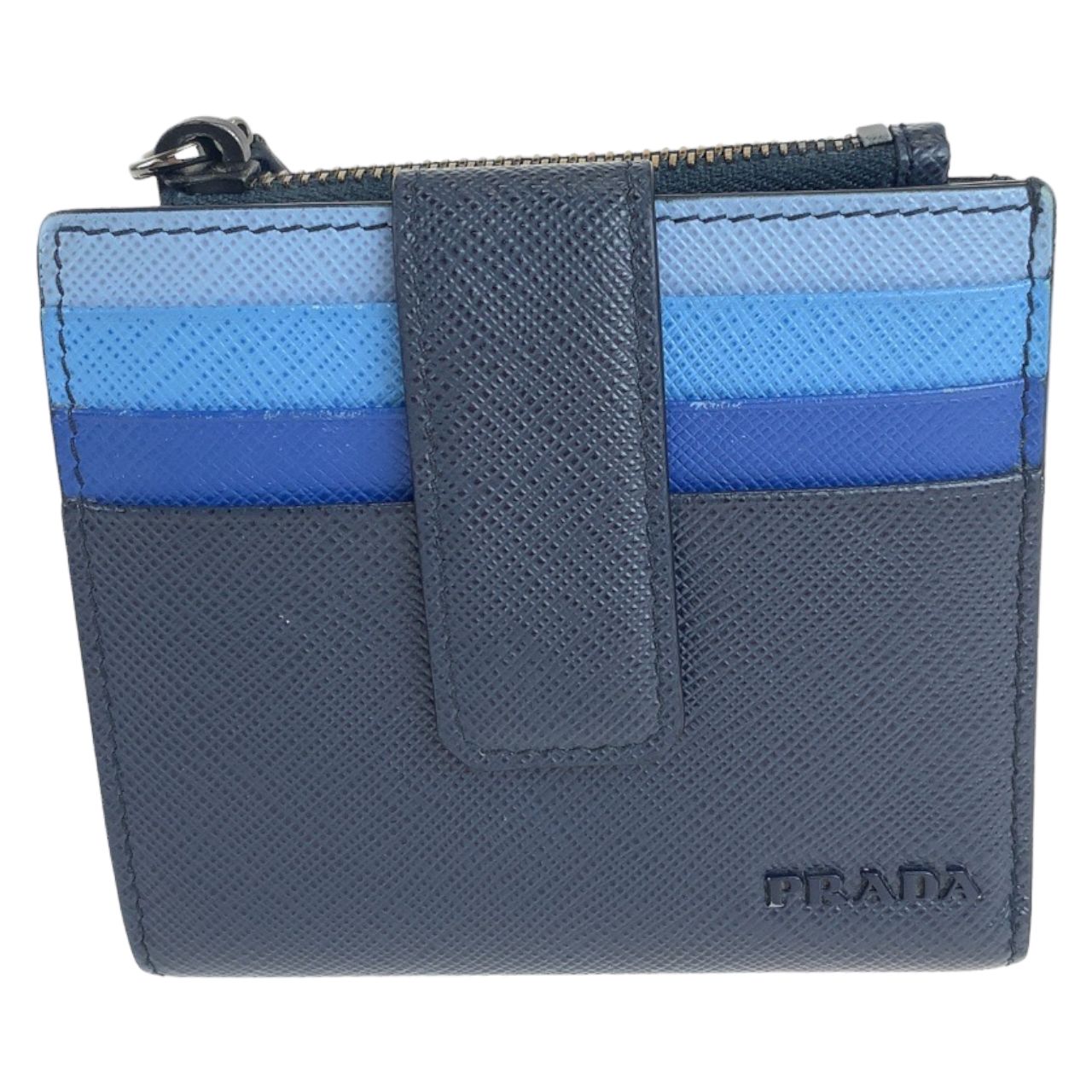 深緑(ふかみどり) 【美品】PRADA プラダ 二つ折り財布 サフィアーノ