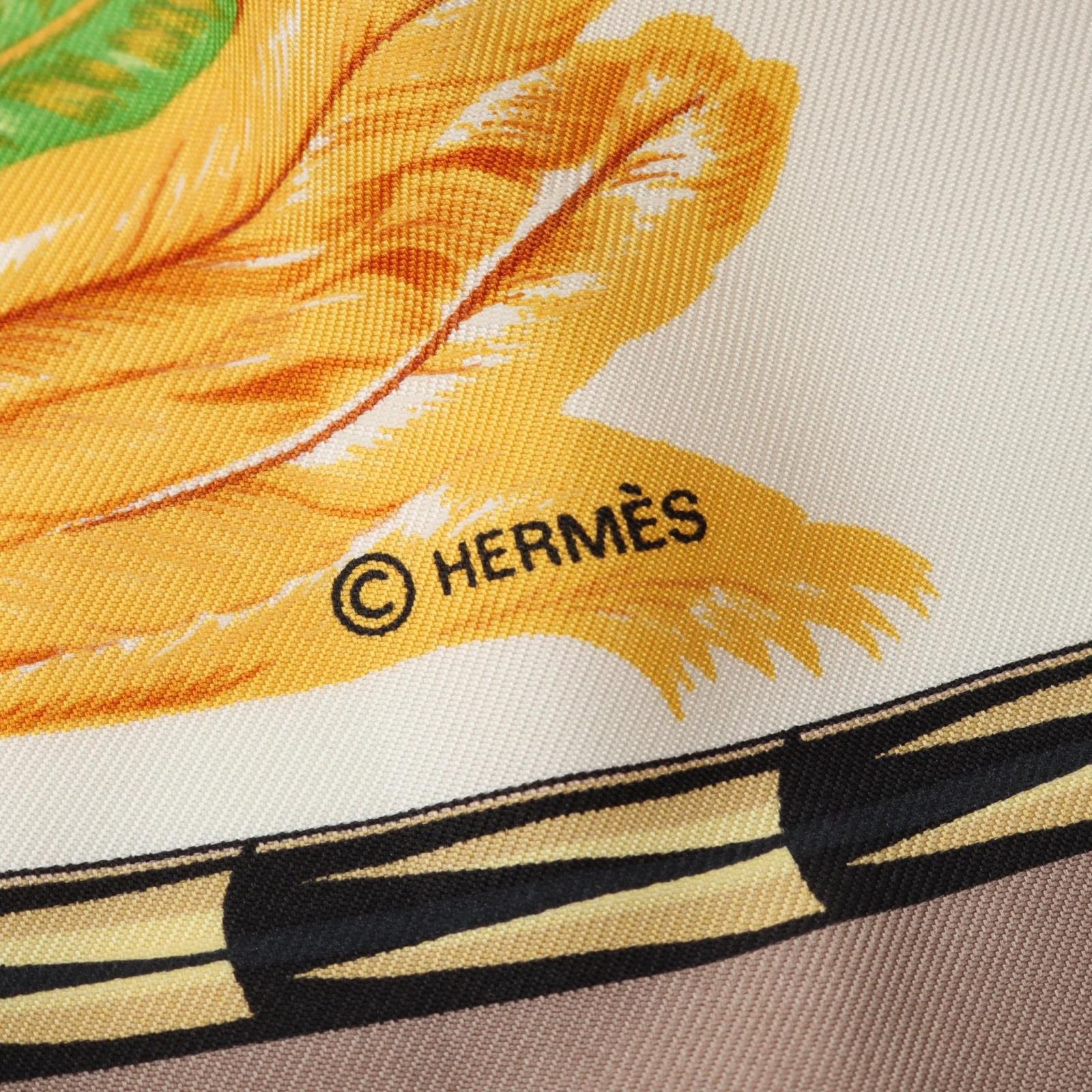 エルメス HERMES スカーフ カレ90 BRAZIL ブラジル ベージュ シルク