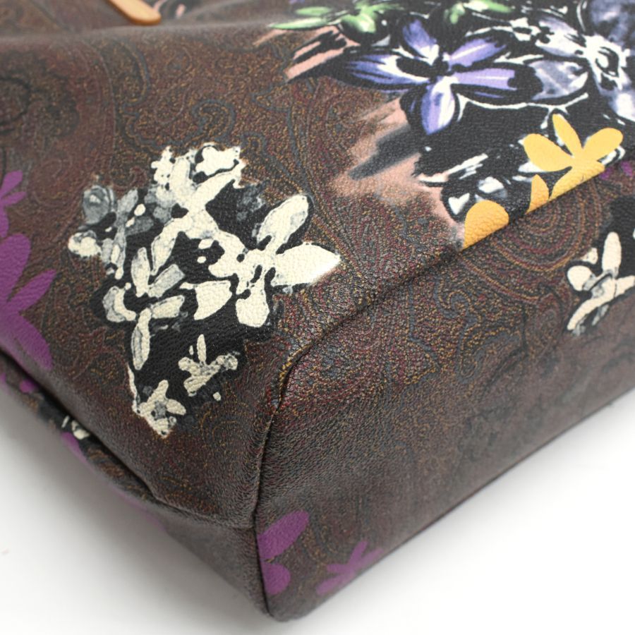 エトロ|トートバッグ|PVC|レザー|フローラル|ブラウン|ETRO