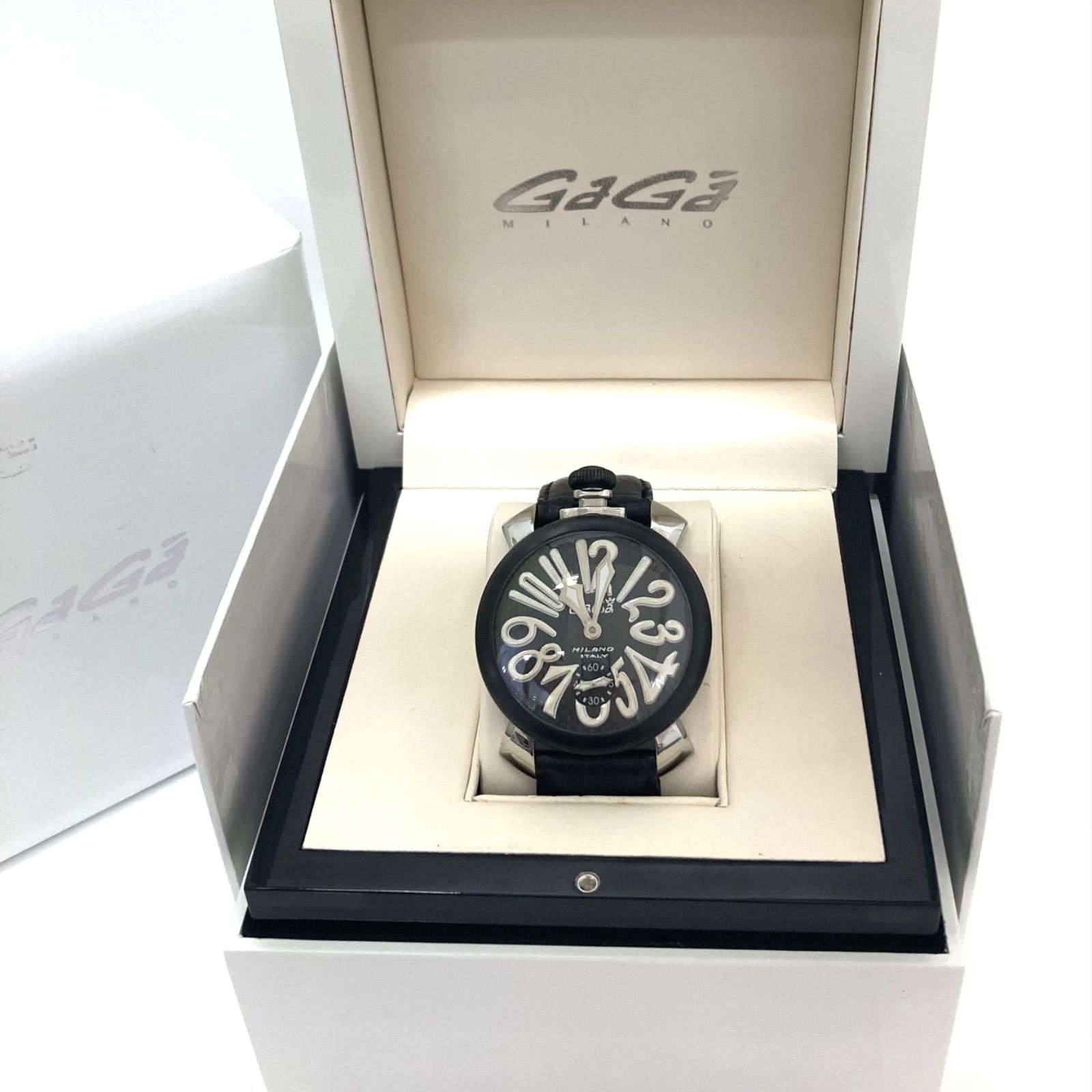 Gaga Milano モザイク マヌアーレ48mm クロコ型押しレザー Gaga Milano