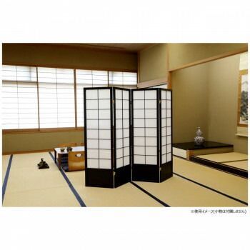 弘益 KOEKI UTILITY 和風衝立4連 ブラック 高さ1500mm JPS1504BK