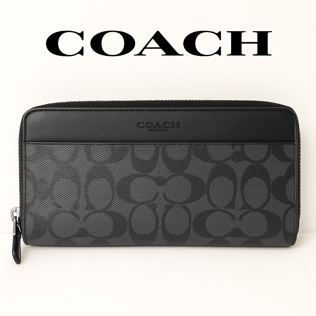 【タグ付き】COACH 長財布 ラウンドファスナー シグネチャー 財布 星柄 COACH コーチ 長財布 シグネチャー柄 ユニセックス メンズ