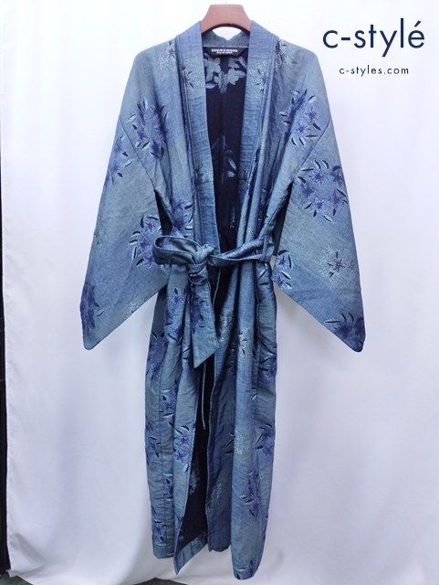 A818 人気 DENIM KIMONO デニムキモノ 着物 ブルー系 Prix de budou 19AW-GL クチナシ 総柄 | O